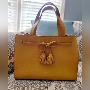 Kate Spade Mustard Yellow Leather Satchel with Tassels